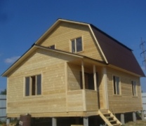 Дом из бруса 6х6м + 2х6м веранда с двускатной крышей (Д-55)